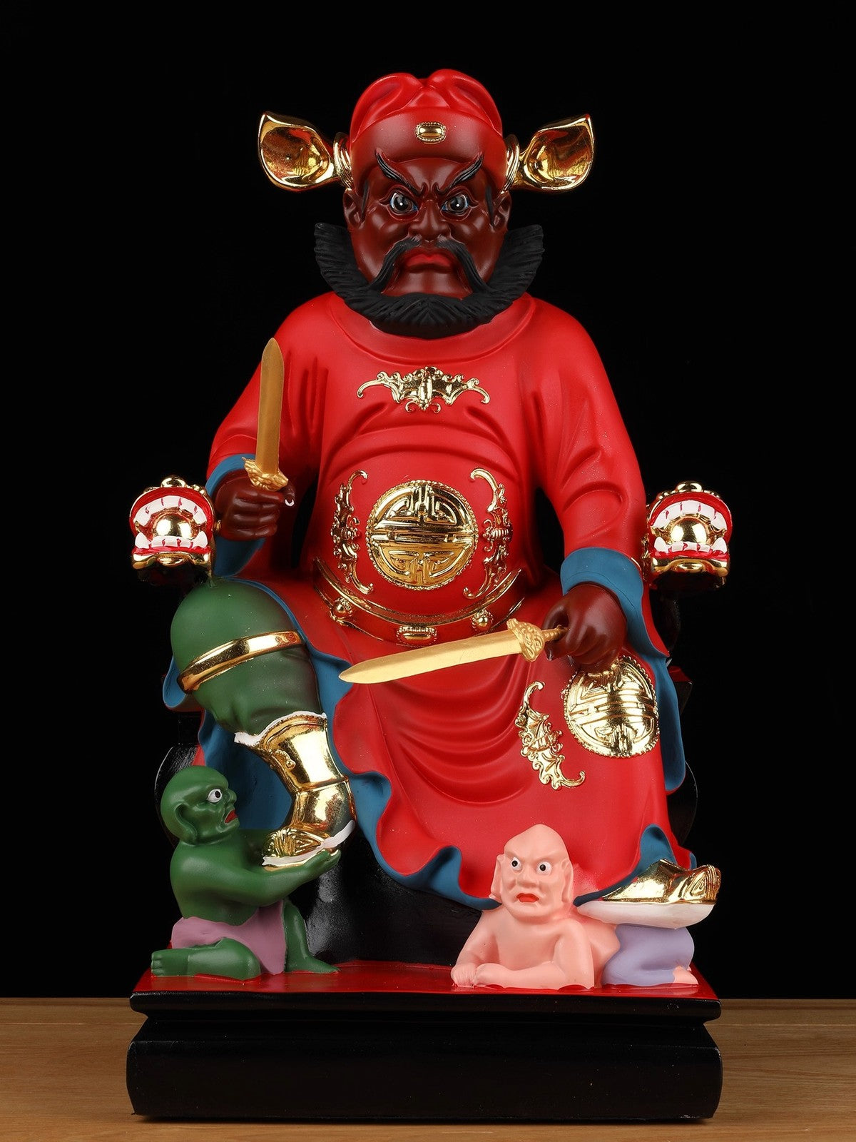 12" Resin Zhong Kui Statue Devil Ghost Catcher Feng Shui Exorcism Home Decor