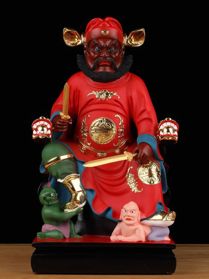 12" Resin Zhong Kui Statue Devil Ghost Catcher Feng Shui Exorcism Home Decor