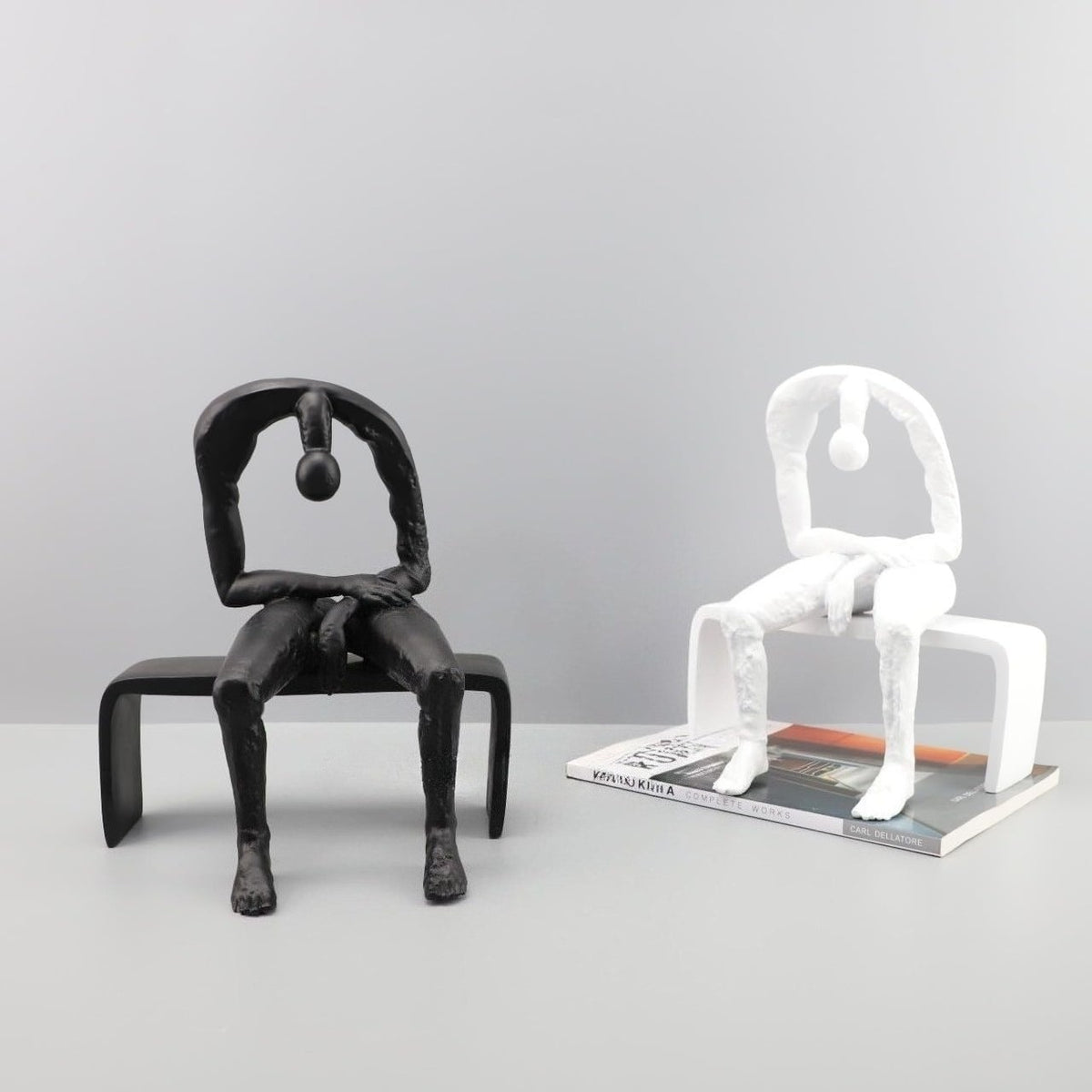10.6'' Resin Abstract Sitting Man Sculpture Melancholy Home Office Decor Gift