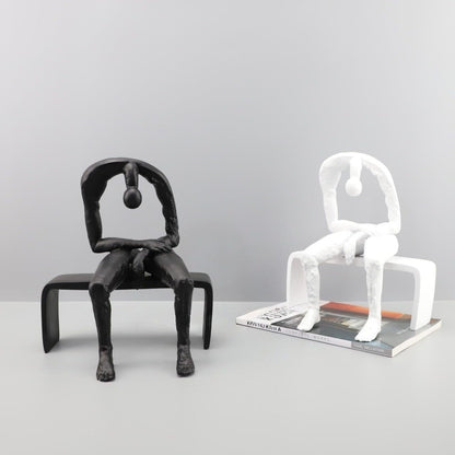 10.6'' Resin Abstract Sitting Man Sculpture Melancholy Home Office Decor Gift