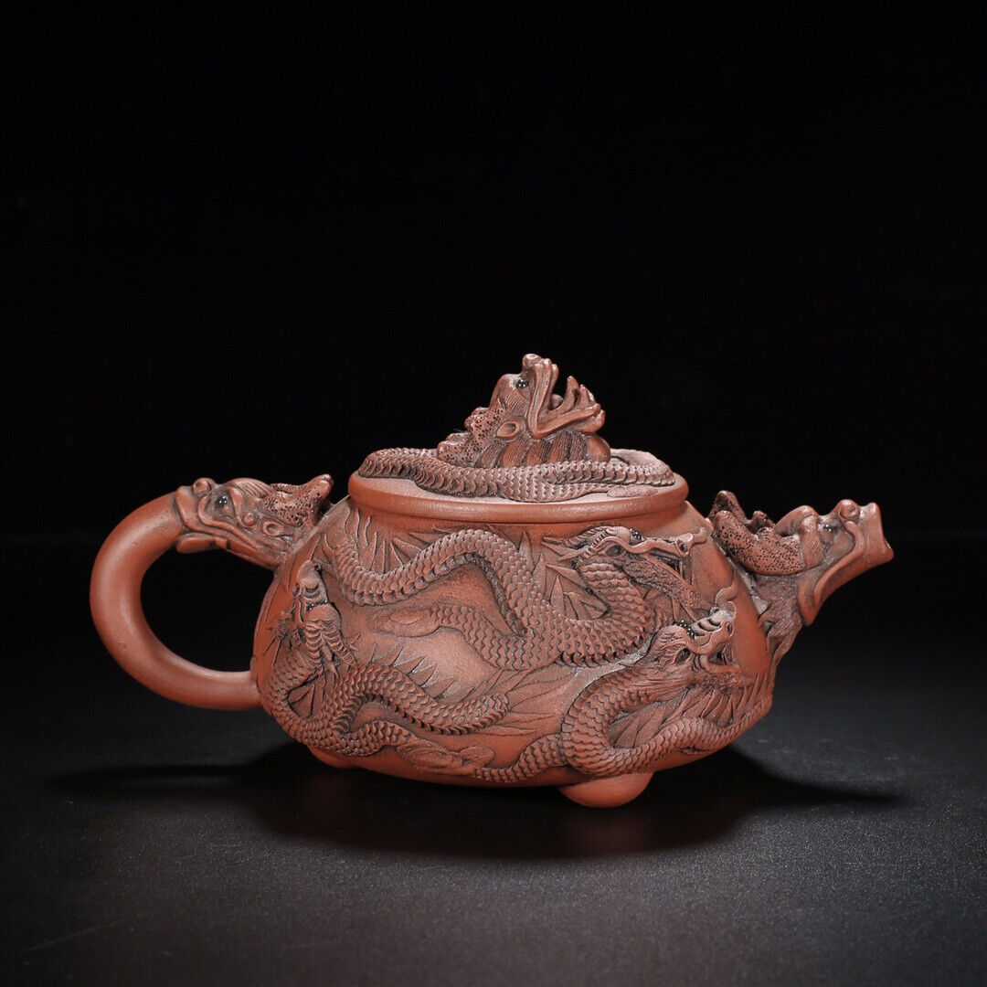 Chinese Yixing Zisha Clay Handmade Exquisite Teapot （九龙石瓢 【底款】顾景舟）