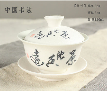 Chinese porcelain/zisha gaiwan covered teacup lid saucer ceramic handpainted cup