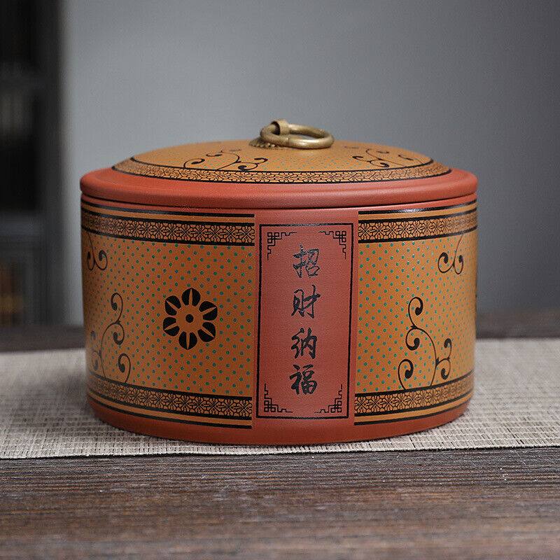 Sealed Tea Canister For Loose Tea Print Small Tea Caddy With Lid Zisha Clay New