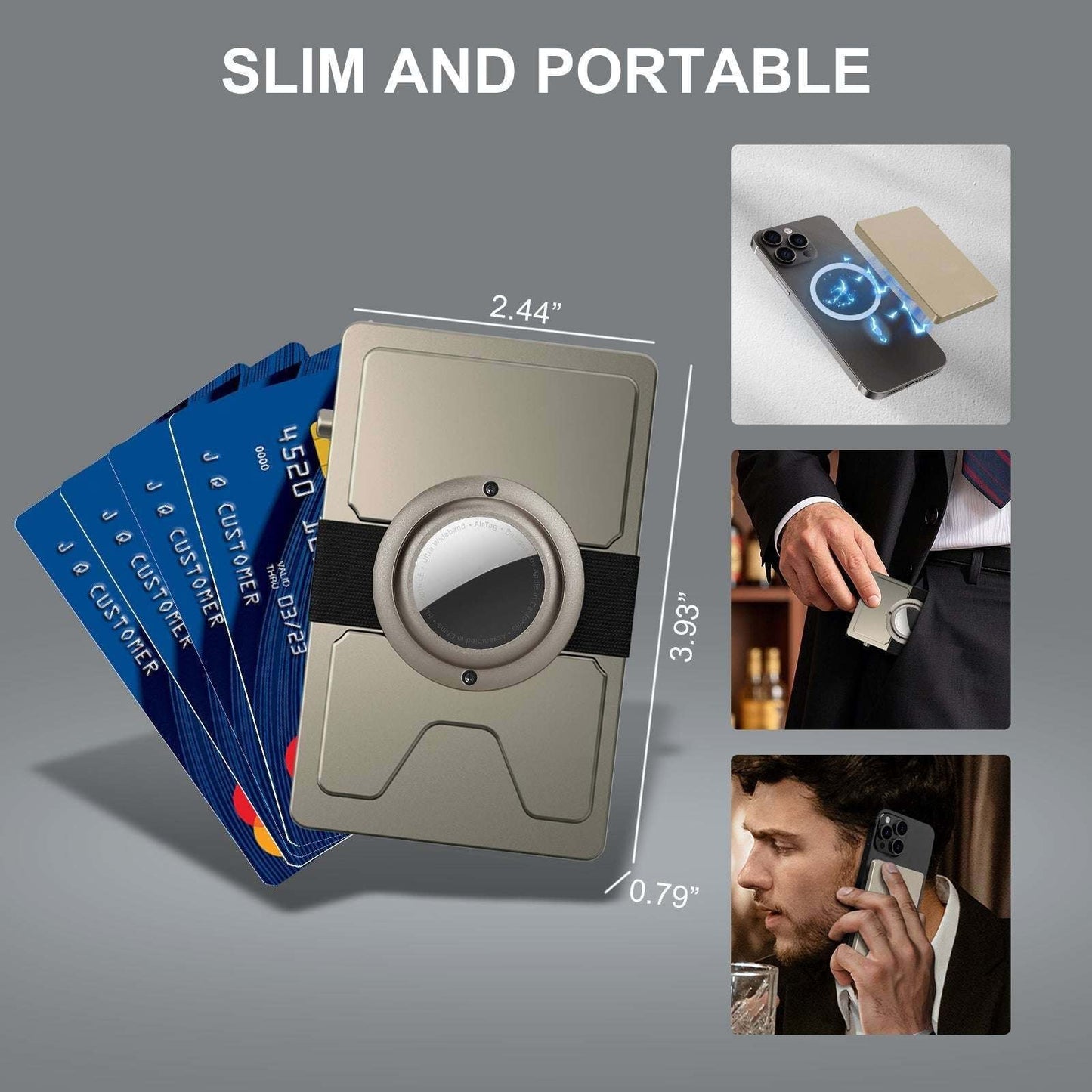 TOYFID Pop Up RFID Slim Wallet with AirTag Holder