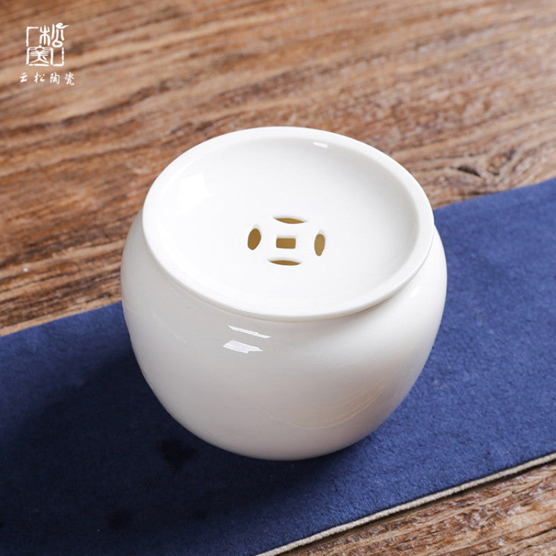 4.2" Whiteware Jade Porcelain Small Number Tea Basin Tea Basin Copper Coins Tea