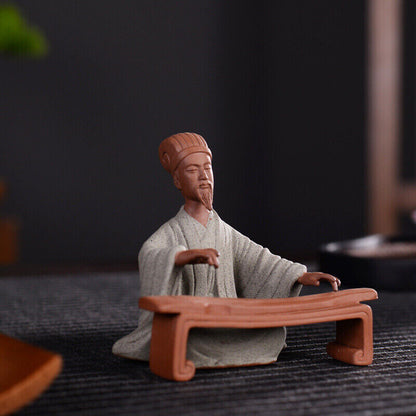 Historical Human Statue Zisha Purple Clay Tea Pet Posture Tea Table Pendant