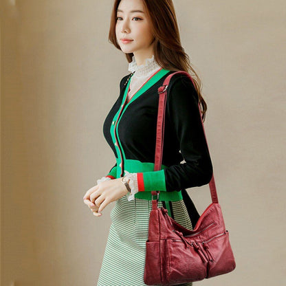 Leather Handbag Women Bags Shoulder Crossbody Bags Polyester Purse Bucket Shape