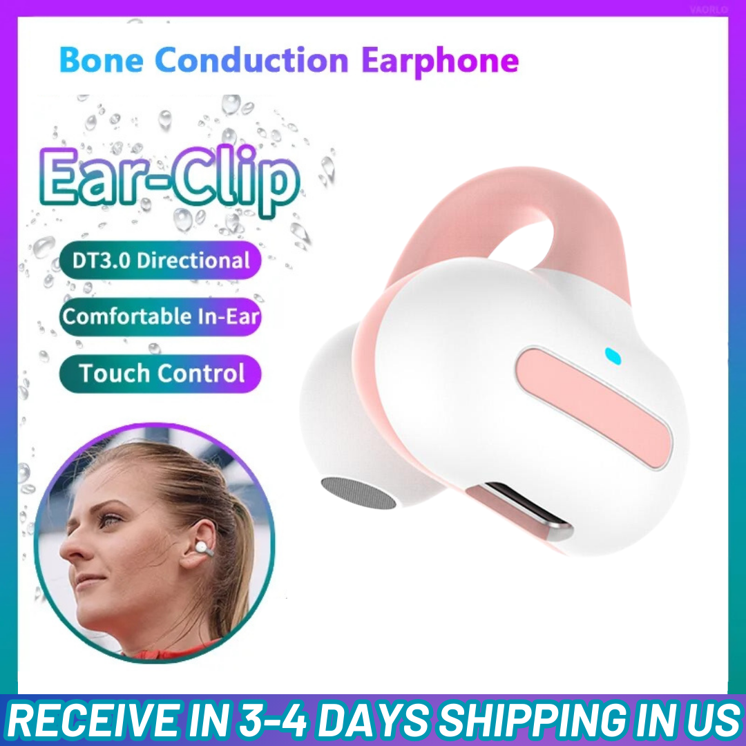 Bluetooth 5.3 Wireless Earbuds Ear Clip Bone Conduction Headphones Sport Headset