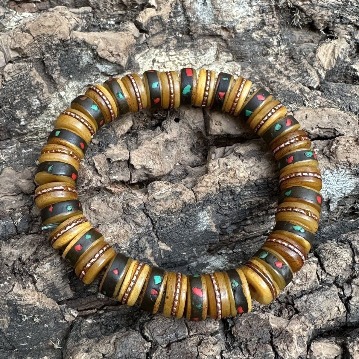 Tibetan Bead Bracelet Single Circle Vintage Mala Old Material Buddhist Prayer