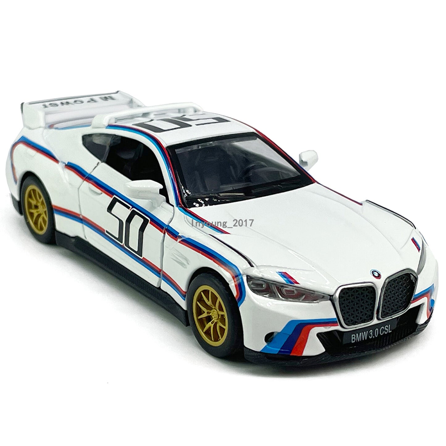 1/42 Scale BMW 3.0 CSL Model Car Diecast Toy Cars Boys Toys for Kids Gifts White
