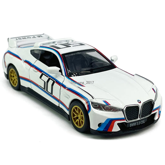 1/42 Scale BMW 3.0 CSL Model Car Diecast Toy Cars Boys Toys for Kids Gifts White