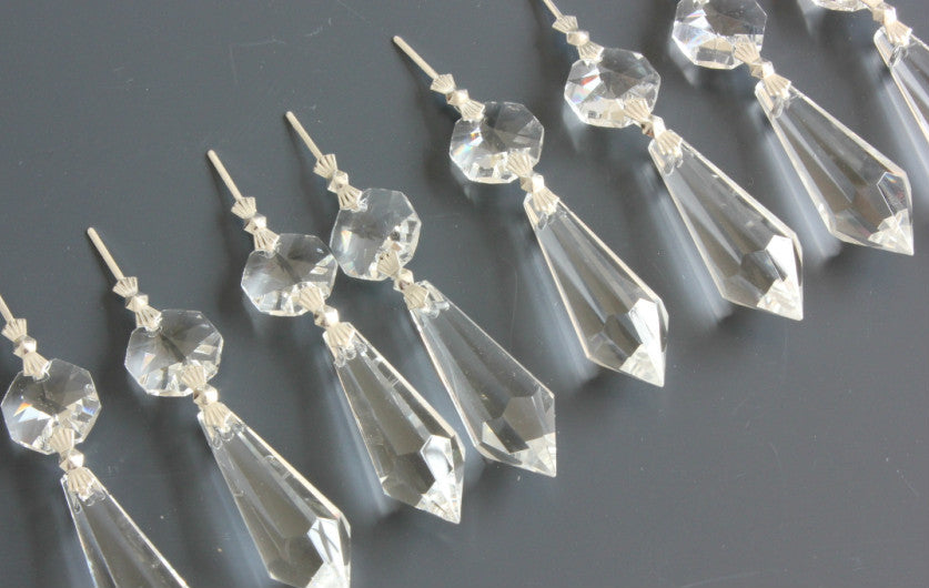 10Pcs 1.5"Clear Glass Prisms Teardrop Hangings Crystal Chandelier Lamp Part