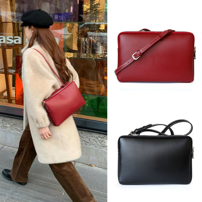 Rectangle Real Leather Shoulder bag PurseHandbag Briefcase Envelope Messenger