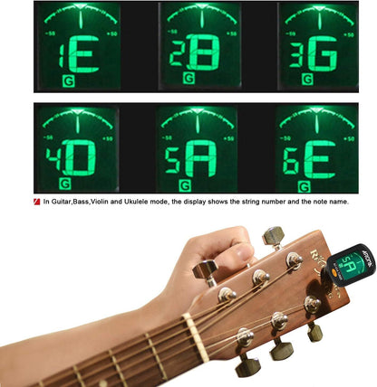 LCD Clip On Chromatic Acoustic Electric Guitar Bass Ukulele Banjo Violin Tuner