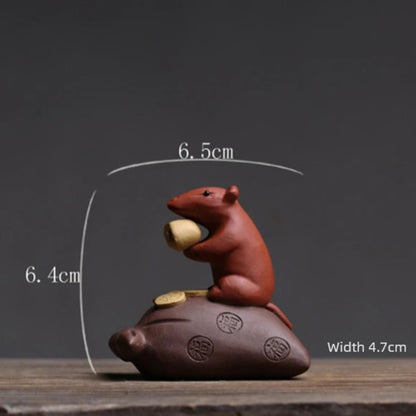 Handmade Purple Sands Mouse Tea Pet Ornament 6.5cm 2.6in Chinese Tea Ceremony