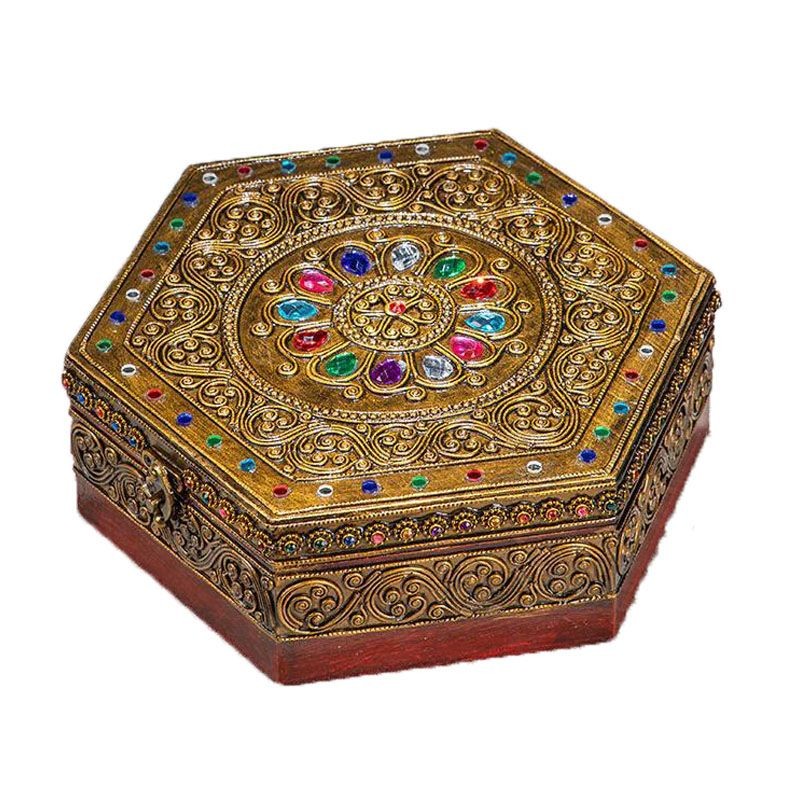 Vintage Monkey Wood Jewelry Box, Cloisonne Inlay, 21x7.5cm, Lockable