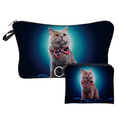2 PCS Makeup Bag Animal Pattern Cosmetic Bag Set Women Combination Organizer Bag