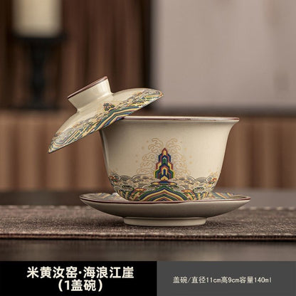 Ru Kiln Kung Fu Tea Set Office Household Ceramic Tea Gaiwan
