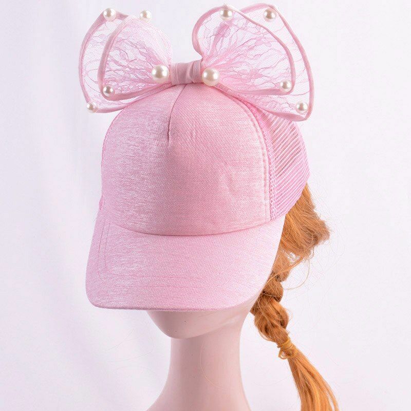 Baby Hats Spring Summer Girl Baseball Caps Glitter Rabbit Ear Pearl Sun Children