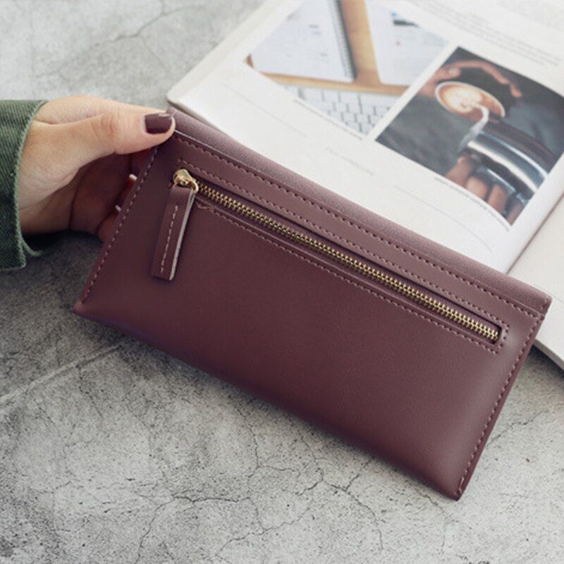 Leather Wallet Hasp Money Bag Zipper Coin Purse Envelope Wallets Clutch Casual