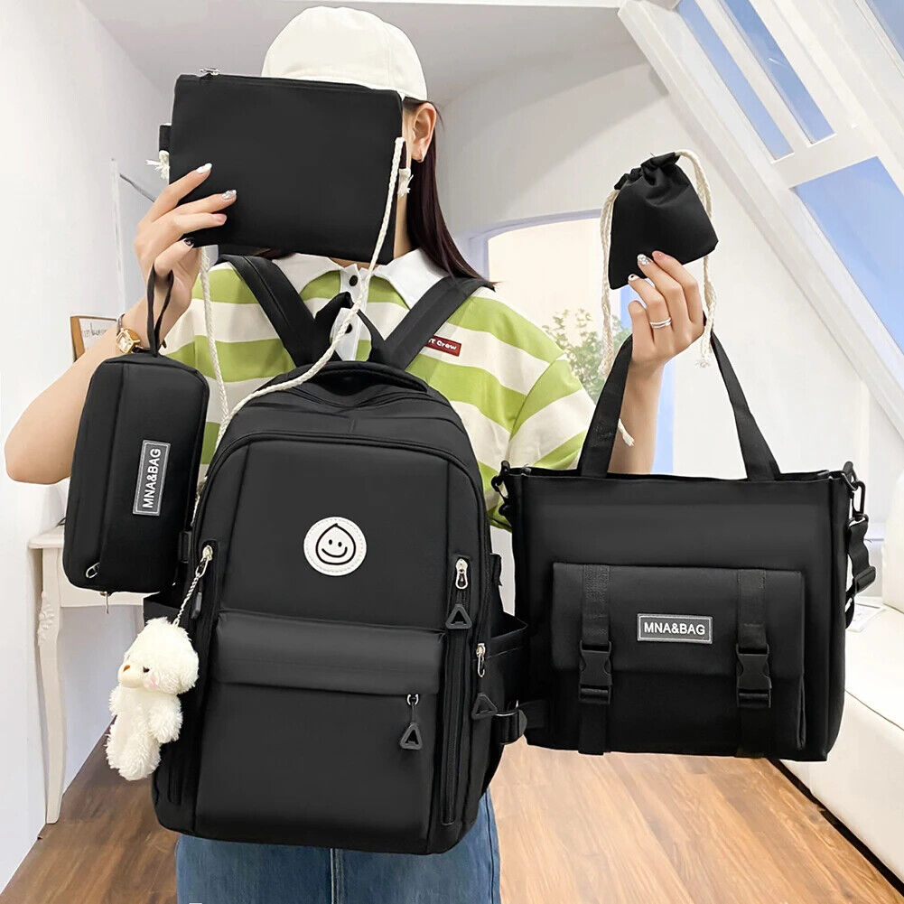 5pcs/set High School Backpack School Bags Teenage Girls Pockets Backpack Women