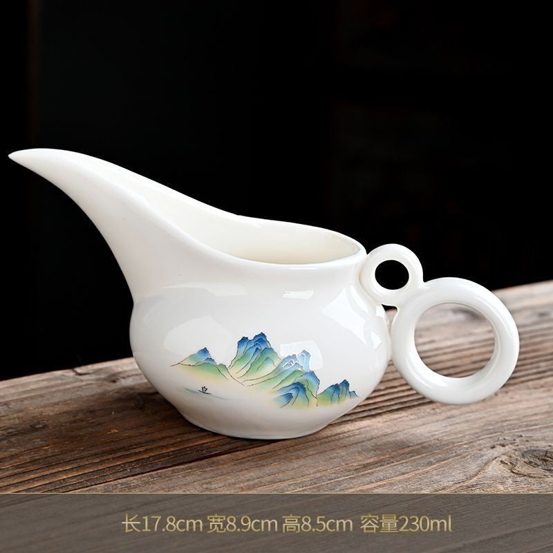 White Porcelain Long Mouthed Fair Cup Tea Set Fair Cup Separator Tea Accessories