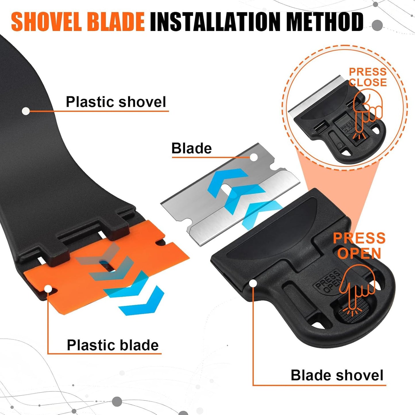 6 Pack Razor Blade Scraper Tool, Razor Scraper, Paint Scraper for Cleaning, with