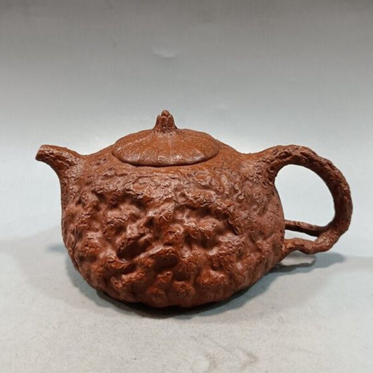 270cc 5.9" Chinese Old Yixing Clay Teapot Handmade Walnut Pot Purple Sand Teapot