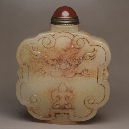 Collectibles Vintage Chinese Hetian Jade Snuff Bottles Carved Beast Statue Rare
