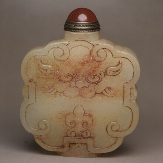 Collectibles Vintage Chinese Hetian Jade Snuff Bottles Carved Beast Statue Rare