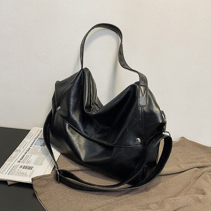 Large Soft Leather Shoulder Handbag Crossbody Bag Tote Bag Casual Messenger Bag