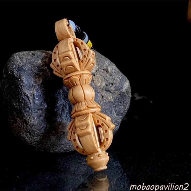 New Solid Wood Carving Buddhist Vajra Small Pendant Buddhist Tantric Practice