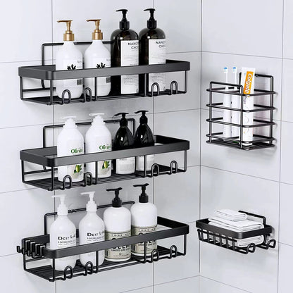 5PCS Bathroom Shower Kitchen Organizer Shelves - Adhesive Corner Caddy Rack AU