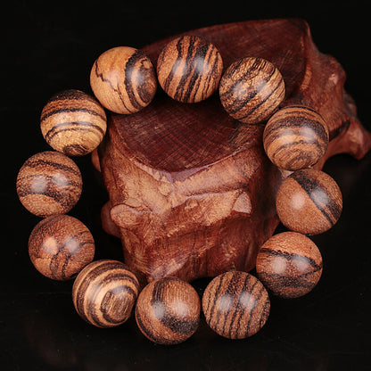 20 Mm Vietnam Agarwood Wooden Bracelets Tiger Pattern Round Beads Decoration