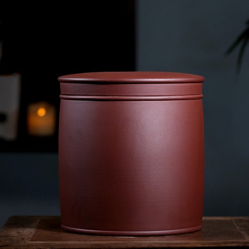 True Yixing Zisha Purple Clay Tea Canister With Lid Sealed Jar For Puer Tea Cake