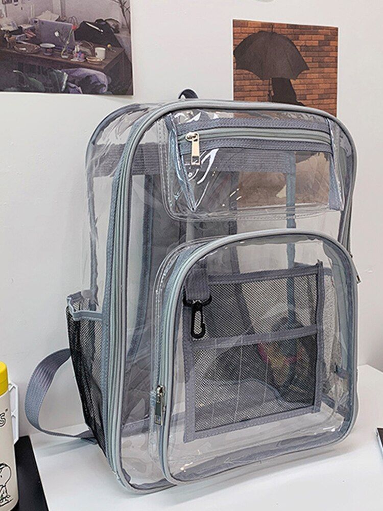 Backpack Waterproof Transparent School Bag Large Solid Clear Fashion Plastic Bag