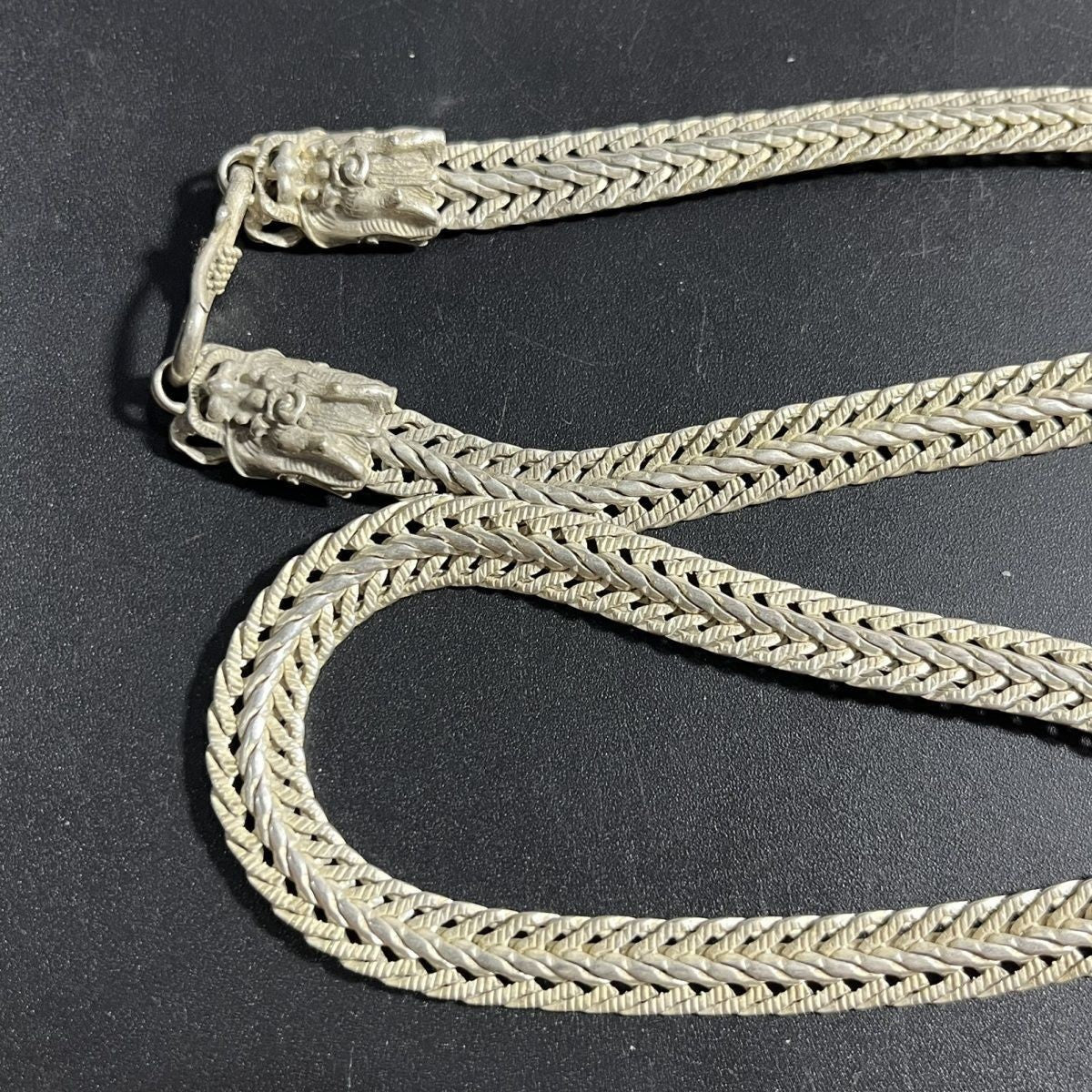Vintage Miao Silver Pixiu Necklace 60cm Men's Chain