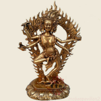 12" Tibetan Buddhism Bronze 4 Arms Vajravarahi Dorje Phakmo Dakini Rupa Statue