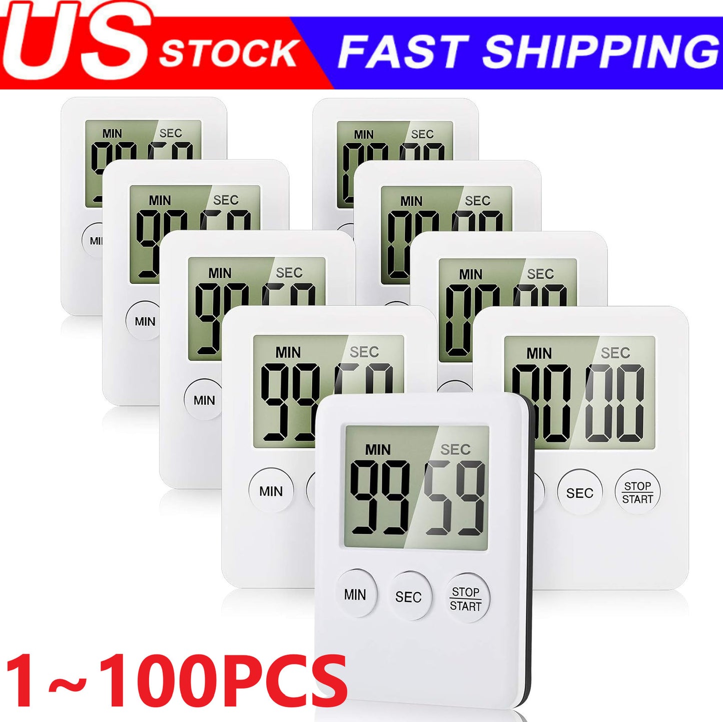 LCD Digital Kitchen Cooking Timer Count-Down Up Clock Loud Alarm Magnetic Lot