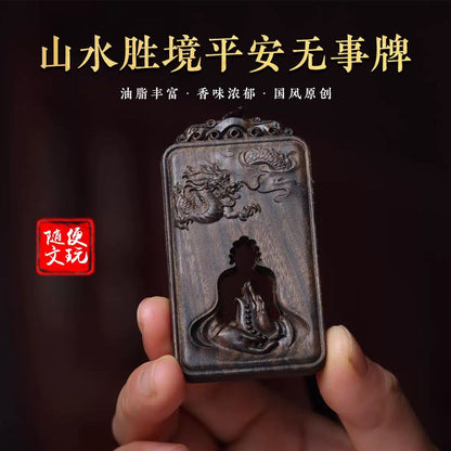 Agarwood Dragon No-Form Buddha Pendant Hollow Peace Charm