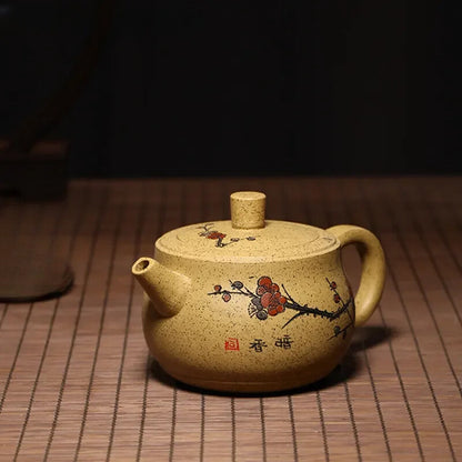Yixing Purple Clay Tea Pot Handpainted Plum Blossom Teapot Raw Ore Section