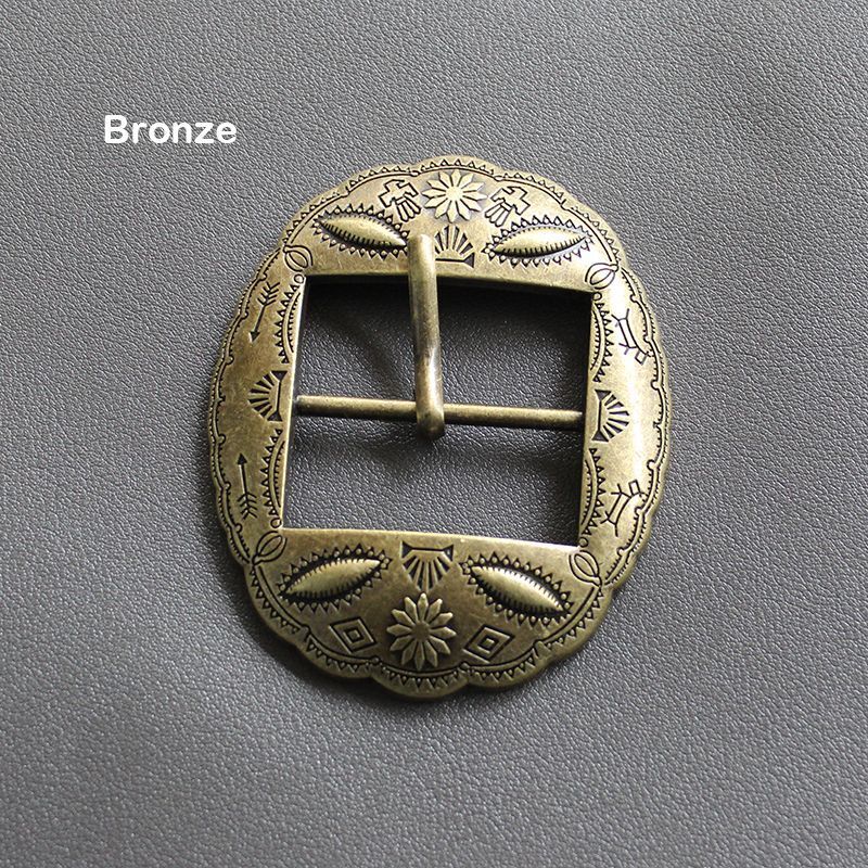 Belt Buckle 40mm Metal Carved Middle Center Half Bar Pin Clasp DIY Leather Strap
