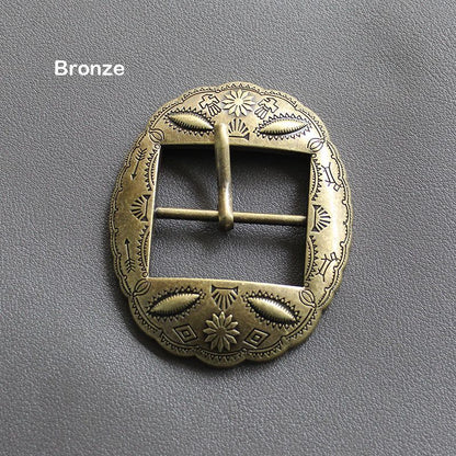 Belt Buckle 40mm Metal Carved Middle Center Half Bar Pin Clasp DIY Leather Strap