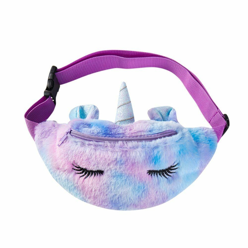 Children's Pack Unicorn Fanny Girls Waist Bag Plush Toy Belt Color Cartoon Purse