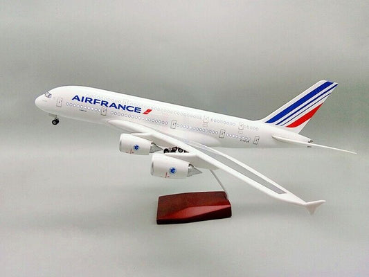46CM AIRFRANCE AIRBUS A380 Airplane Led Sound-controlled Light Resin Plane Model