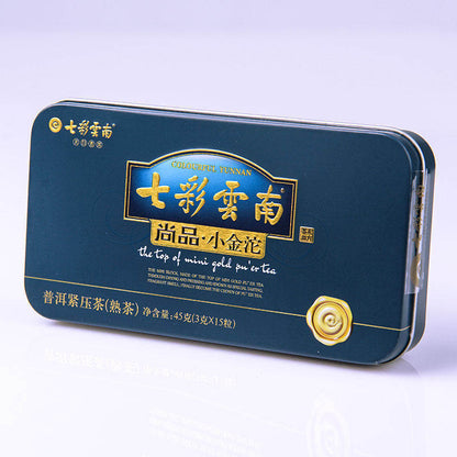 Colourful Yunnan The Top of Mini Gold Pu'er Tea Ripe Puer Tuocha Puerh 45g Box