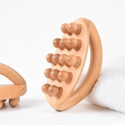 Handheld Gua Sha Massage Brush Natural Wood Waist Leg Body Meridian Scraping