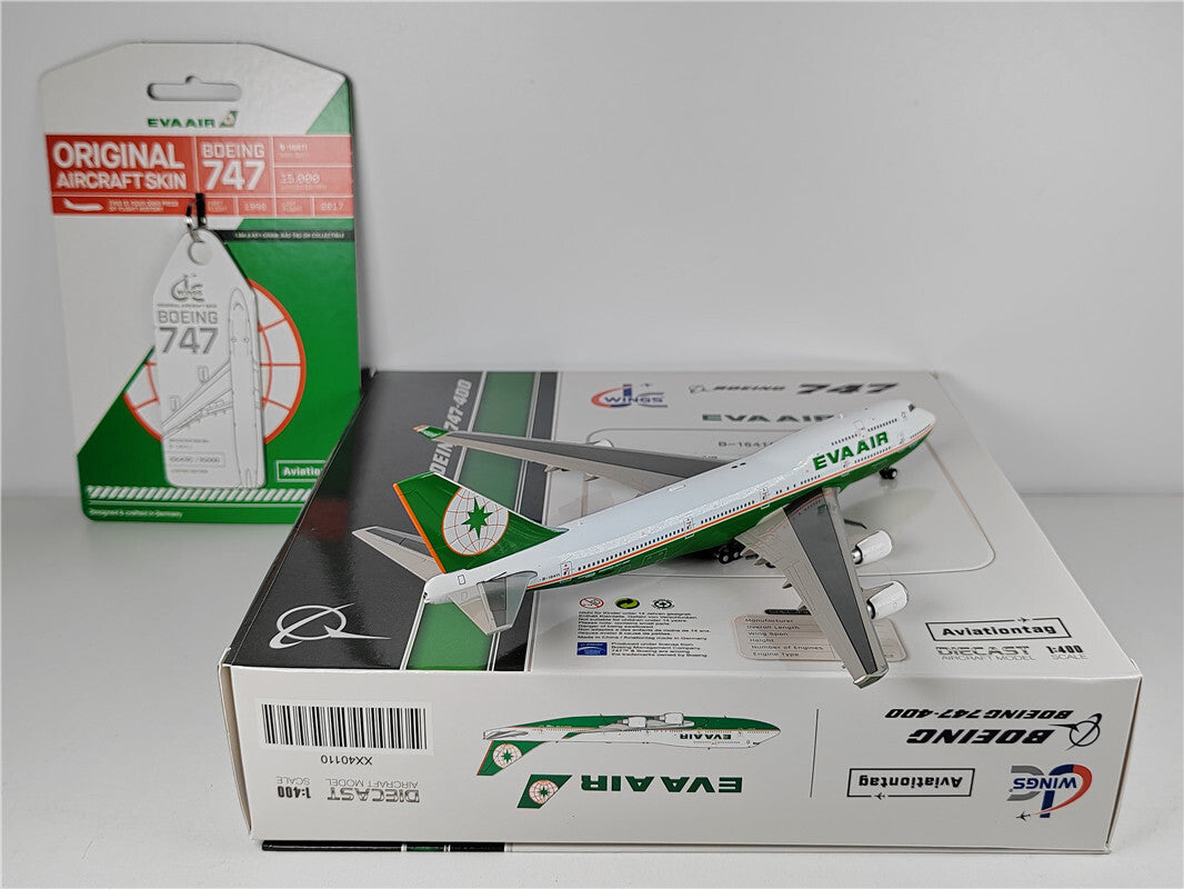 1:400 JC Wings EVA AIR BOEING B747-400 Passenger Airplane Diecast Aircraft Model