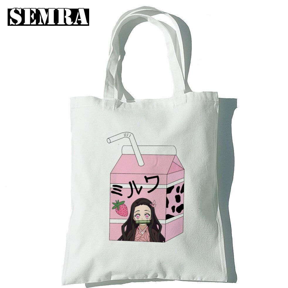 Canvas Tote Shoulder Bag Student Teacher Large Square Purse White / Black Pouch