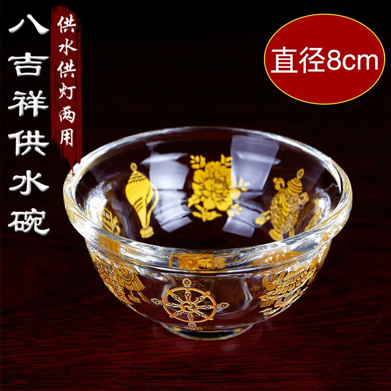 9cm Crystal Auspicious Bowl Tibetan Buddhism for The Cup of Water Cup Buddha